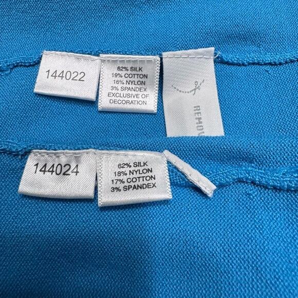 Ann Taylor Cardigan Tank Set Womens S Blue Silk Front Tie Scoop Neck Whimsi - Picture 13 of 14